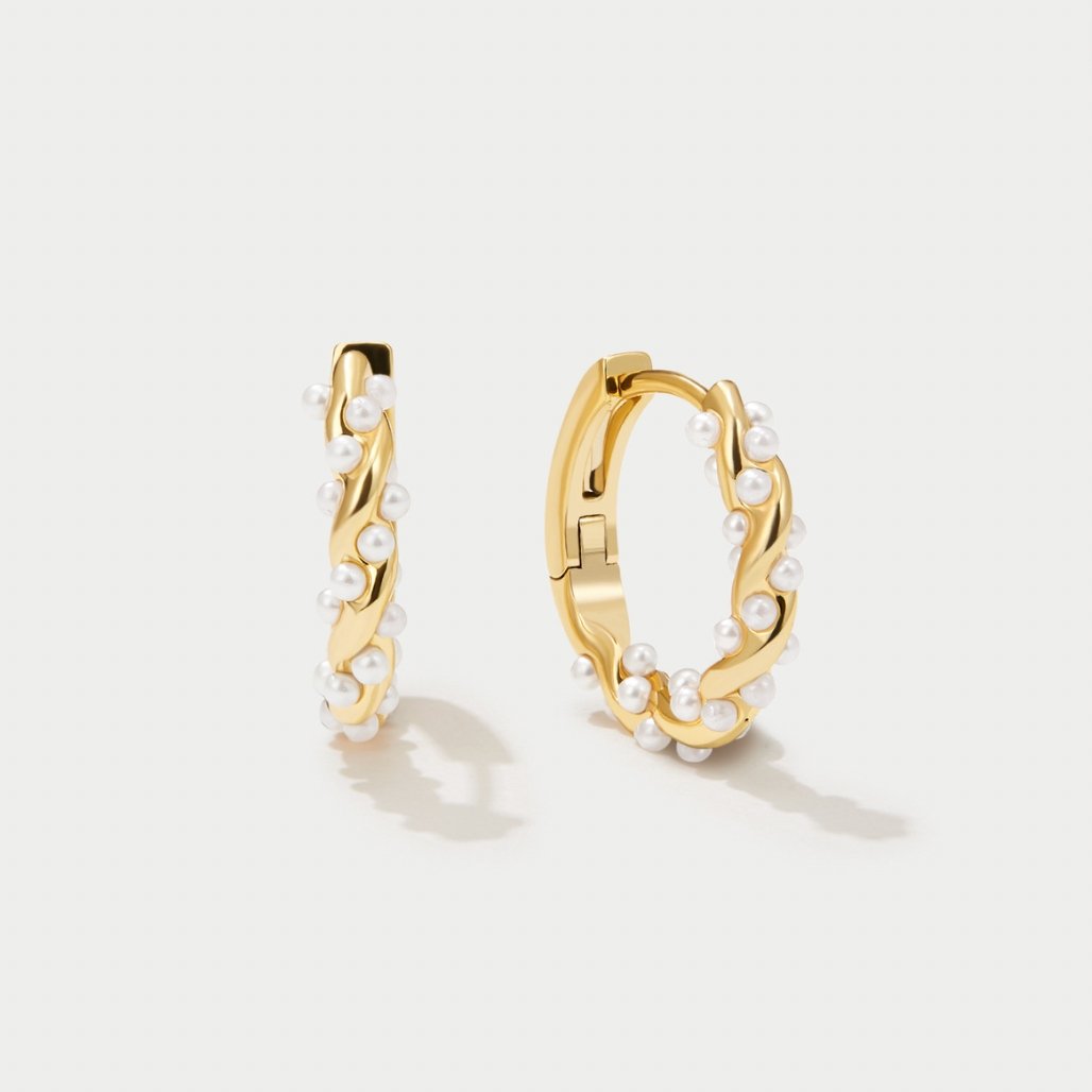 Sophisticated Twirled Pearl Hoop Earrings