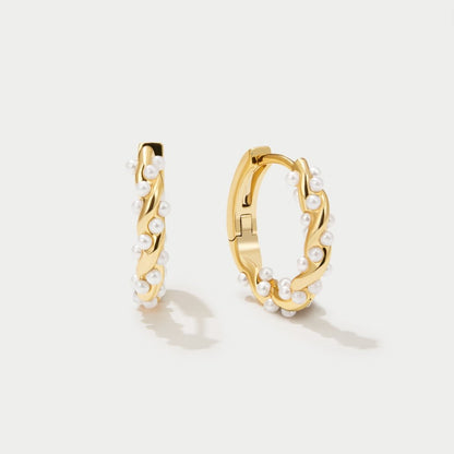 Sophisticated Twirled Pearl Hoop Earrings
